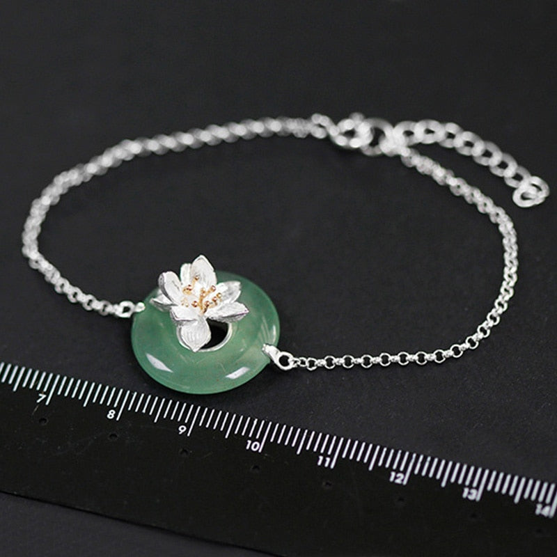 Aventurine Crystal Lotus Flower Bracelet