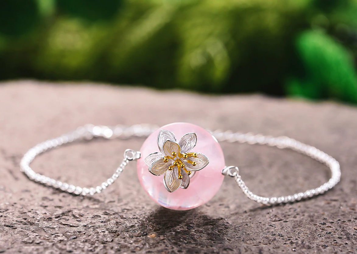 Aventurine Crystal Lotus Flower Bracelet